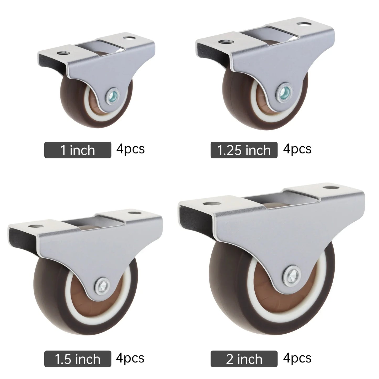 4pcs 1 inch/1.25 inch/1.5 Inch/2 inch Universal Casters Furniture Wheel Caster Silent Trolley Wheels for Sofa Chair Table