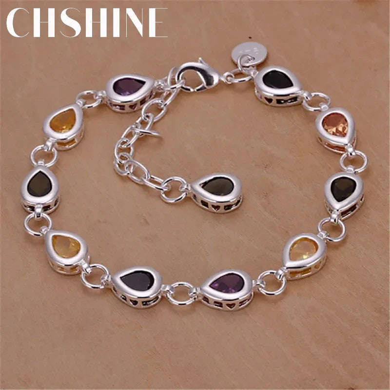 Wholesale 925 Sterling silver Noble charm Bracelets Zircon chain crystal Jewelry fashion for women wedding lady cute