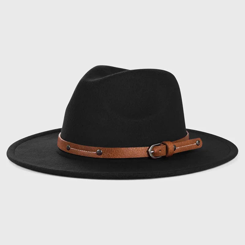 Sombrero Fedora de Lana Unisex – Sombrero de Fieltro de Ala Plana para Otoño e Invierno