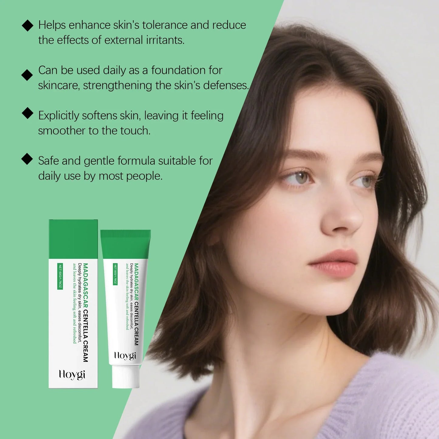 Centella Soothing Cream with Ceramide & B5 Face Repair Moisturizer Redness Relief Soothing Cream for Dry Sensitive Skin