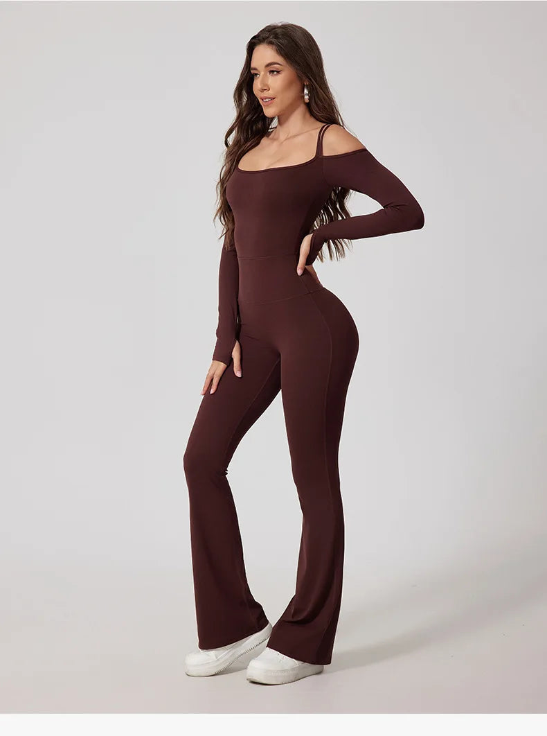Mono de Yoga para Mujer, Peto Deportivo, Pantalones Acampanados