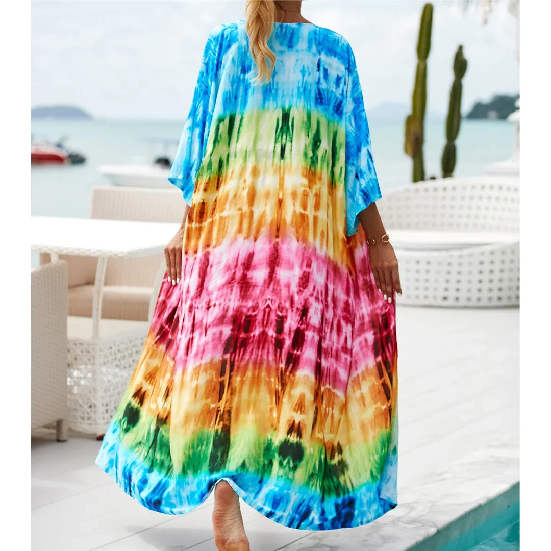 13 Colors Printed With Belt Crochet Knitted Tunic Beach Cover Up Cover-ups Beach Dress Beach Wear Beachwear Female Women K7201