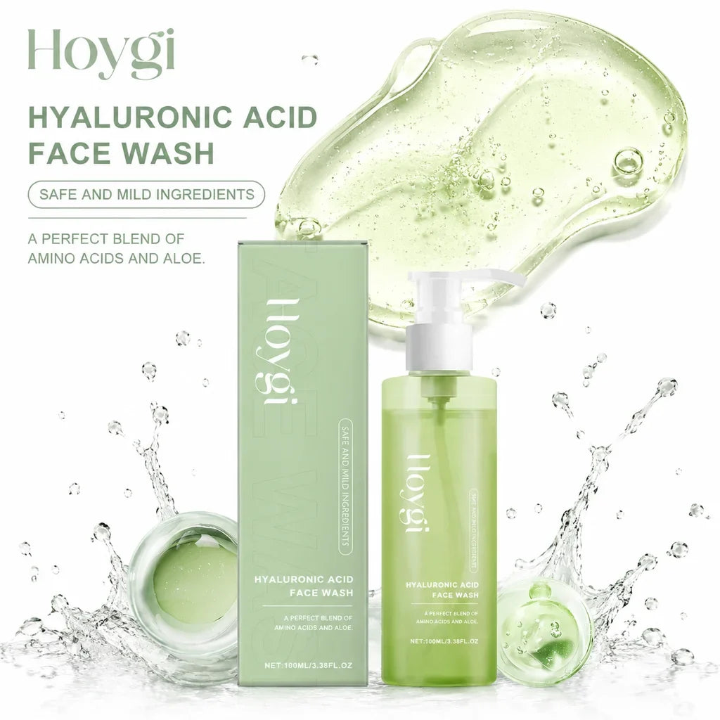 HOYGI Hyaluronic Acid Cleanser Oil Control Blackhead Remover Facial Skin Pore Cleansing Gel Brightening Exfoliating Face Wash
