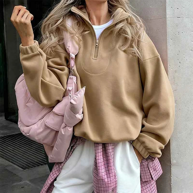 Sudadera con capucha y cremallera de vellón de cordero CozyPink para mujer