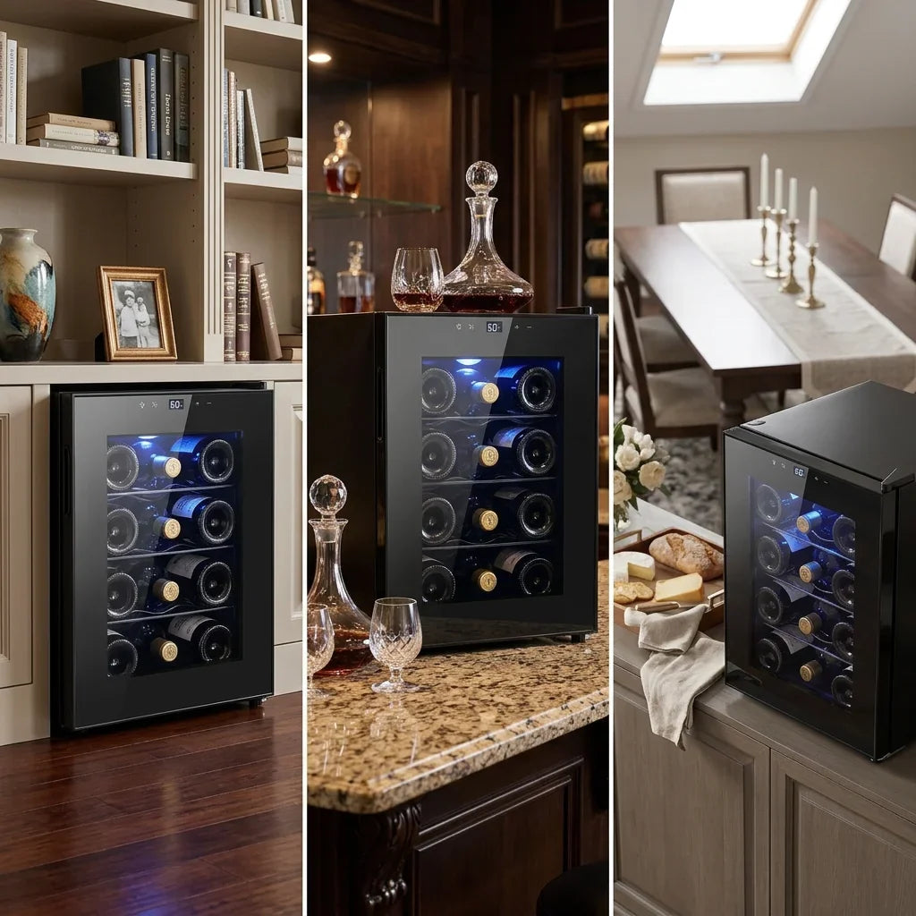 12 Bottle Thermoelectric Wine Cooler, 1.17cu.ft Single Zone Wine