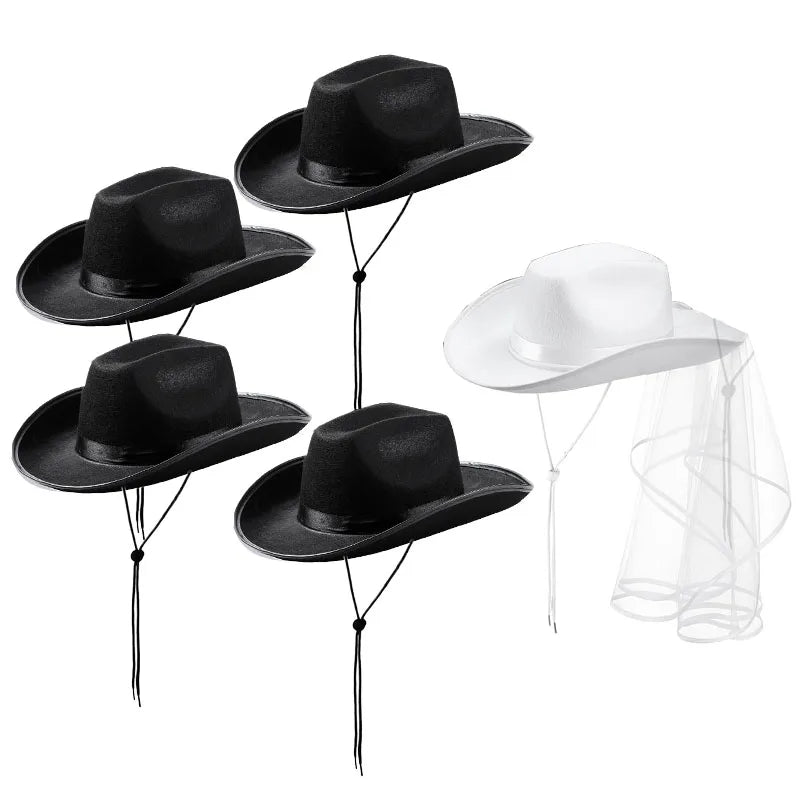5-12Set Cowgirl Cowboy Hats Bachelorette Cowboy Hats for Bridal Shower Wedding Rhinestone Bandana Heart Glasses for Last Disco