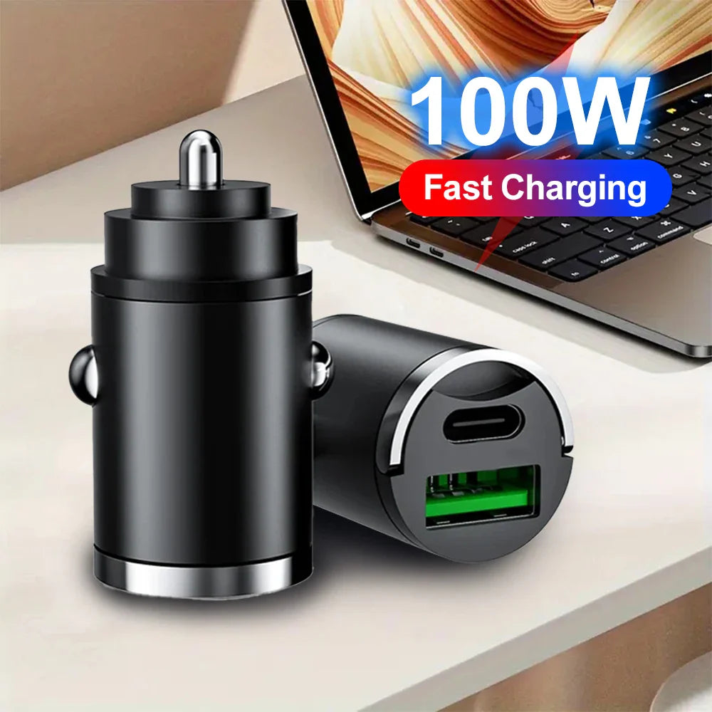 100W Mini PD USB Car Charger Lighter Car Charger for Xiaomi Samsung Huawei Super Fast Charging QC3.0 Car Charger for iPhone