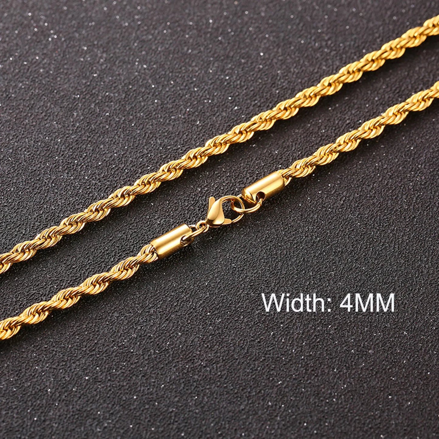 3-11mm Classic Cuban Chain Necklace for, Silver Black Gold Grey Color