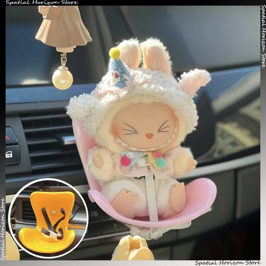 Mini Plush Doll Safety Seat Kawaii Labubu Idol Doll Seat Car Ornament Car Air Aromatreatment Decoration Accessories