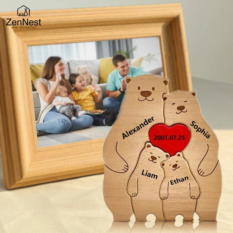 Bear Home Wooden Puzzle Personalized Custom Decor Heart Warmer
