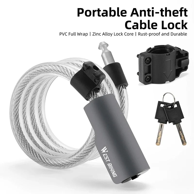 WEST BIKING Bike Foldable Lock Anti-theft Electric E-Bike Chain Padlock Motorcycle Safety Portable Locks Bicycle Accessories