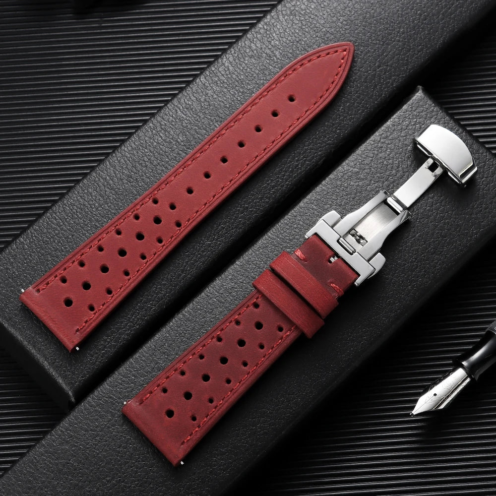 Garmin 18/20/22/24mm Quick Release Perforated Racing Leather Band