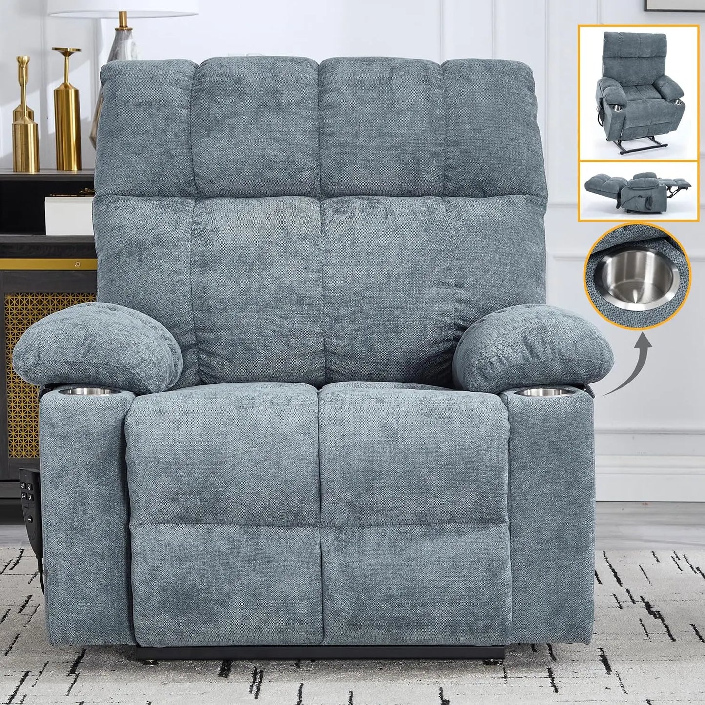 Dual Motor Power Lift Recliner Chair With Massage And Heat