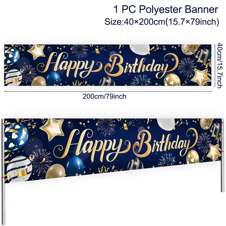 Gold Glitter Happy Birthday Party Backdrop For Photo Black  Happy Birthday Adult Theme Party Decoration Supplies DIY Backdrops