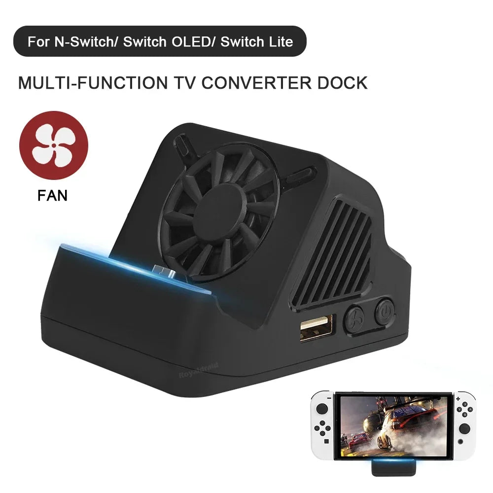 2026 NEW For Switch OLED Console For NS Switch Portable Multifunction TV Projector Charging Dock With Cooling Fan USB 3.0 Port