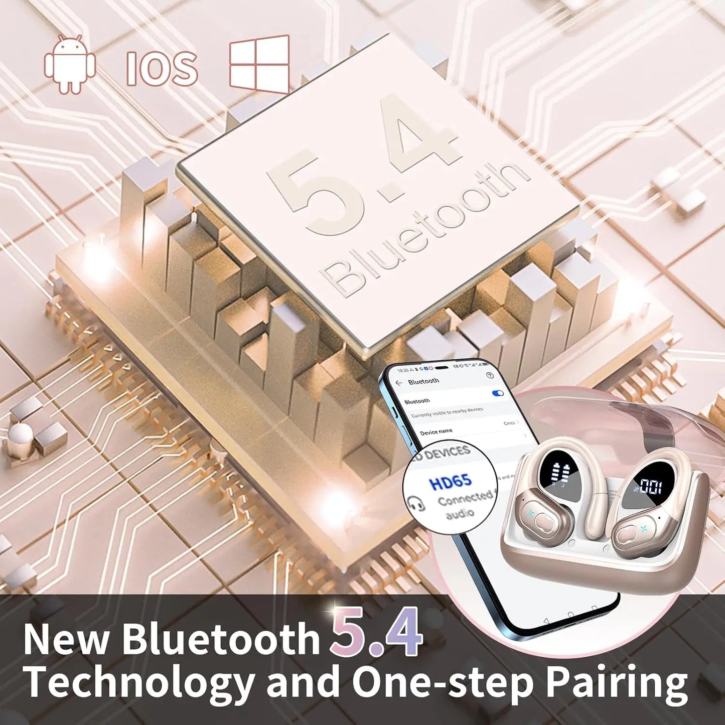 Bluetooth 5.4 TWS Earbuds 75Hrs with Charging Case,IPX7 Waterproof Sport Earphones with Mic,Wireless Noise Cancelling Headphones