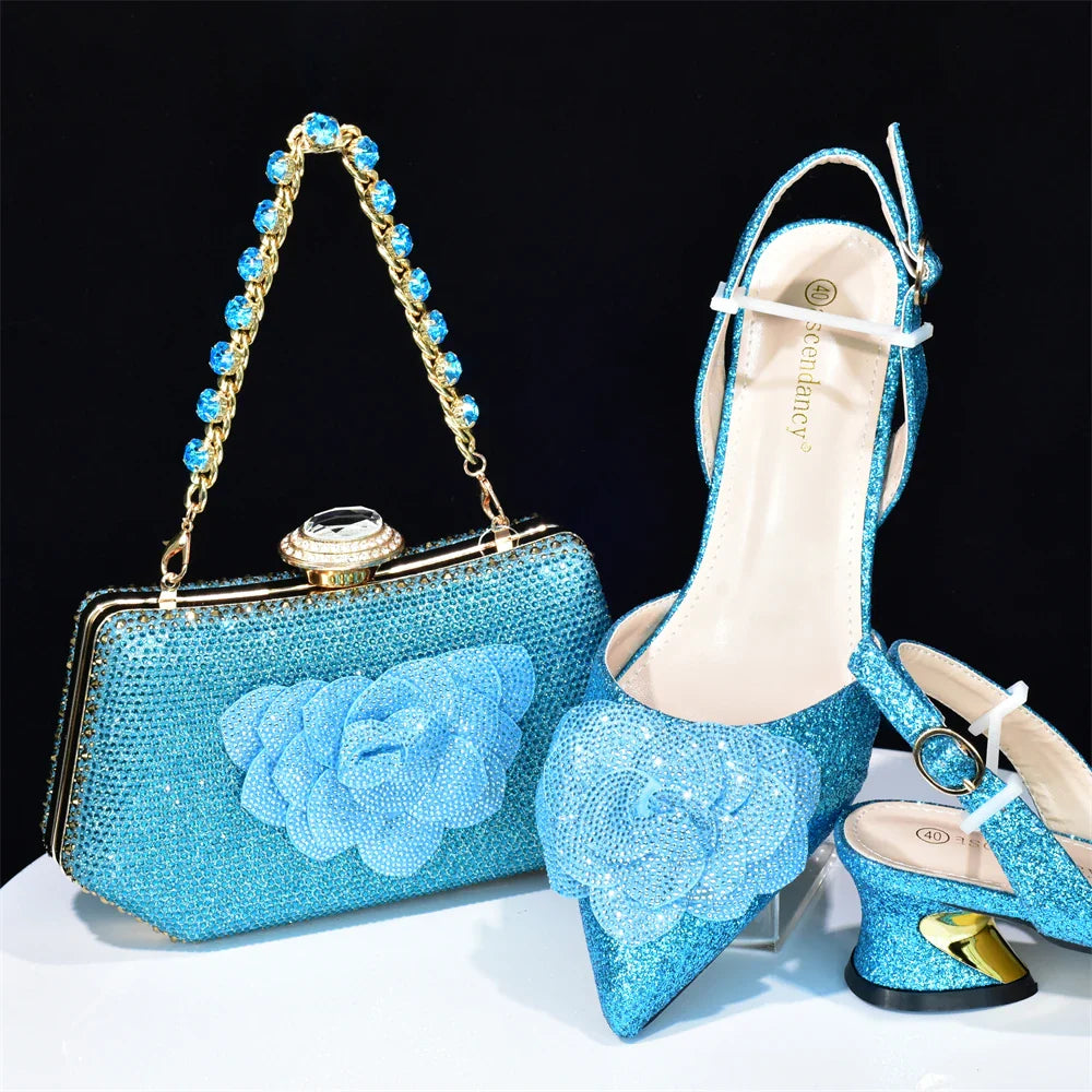 Conjuntos italianos de zapatos y bolsos para fiesta de noche HAB1-16