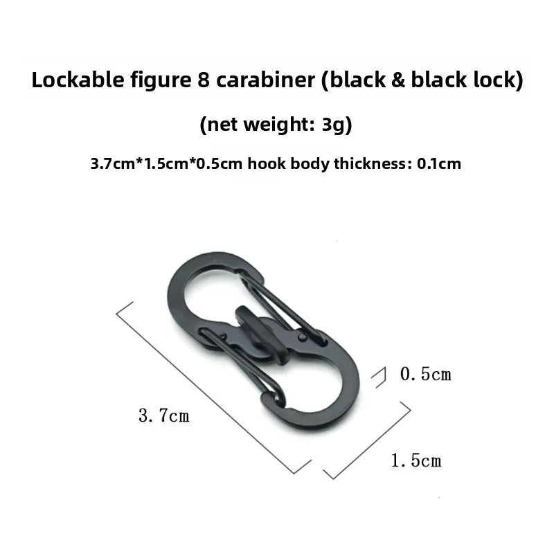 Anti Theft 8 Shape Locking Carabiner S Hook Stainless Steel Keychain Clip for Backpack Outdoor Travel