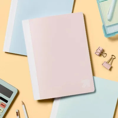 70-Pack Wide Rule Composition Notebook 7.5"X9.75" Poly Cover 70 Sheets Pastel Pink for Home Office School Essentials