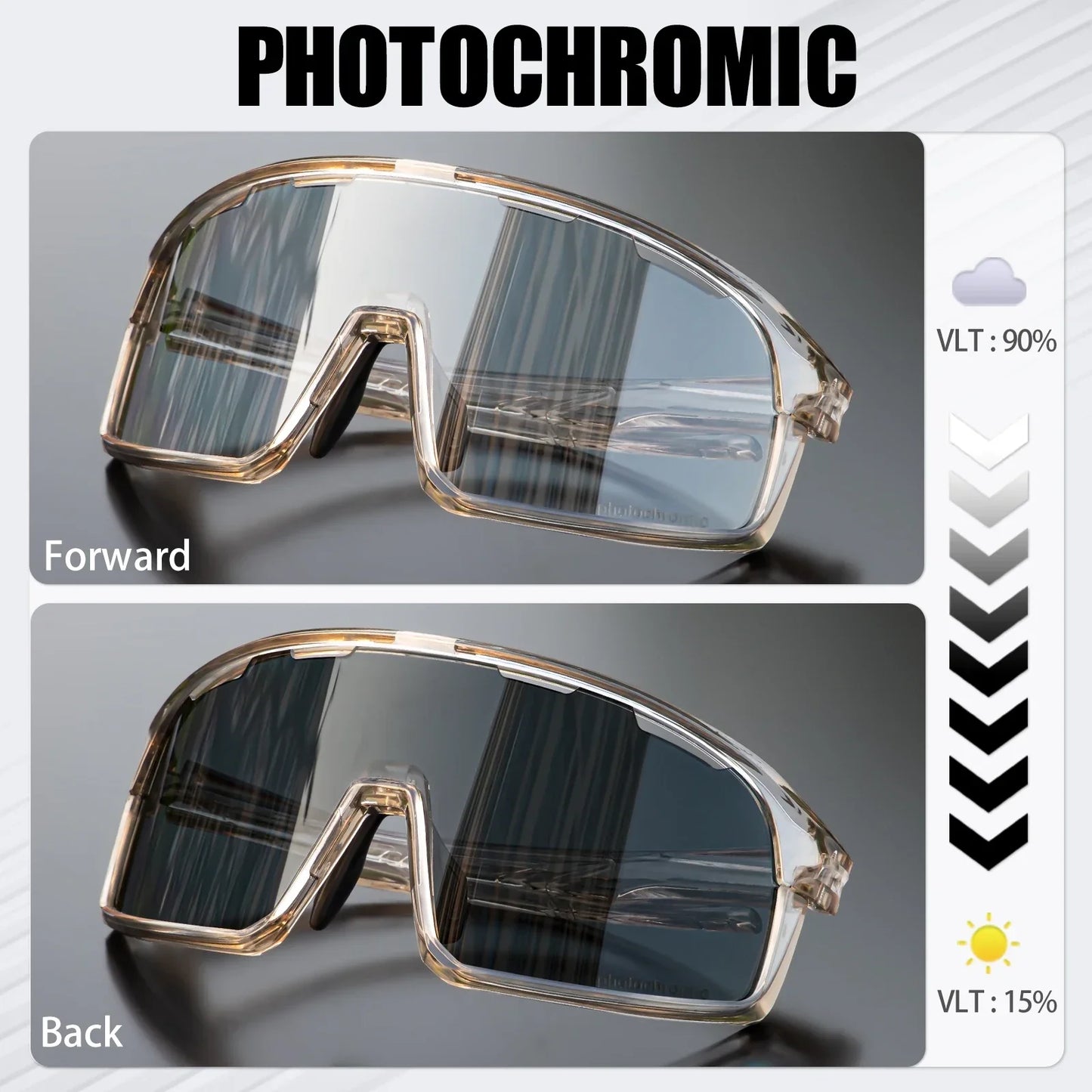 SCVCN Men Outdoor Sports Glasses Photochromic Sunglasses Bicycle Cycling Glasses Women Driving Bike Eyewear UV400 Hiking Goggles