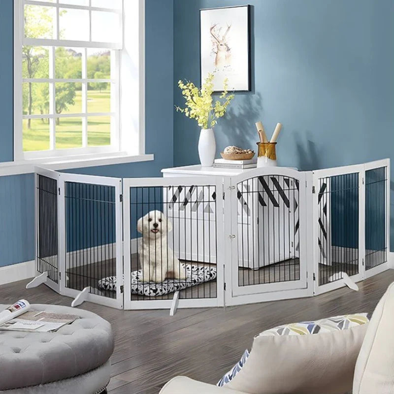 Wooden Pet Fence Dog Fence Freely Combinable Pet Isolation Door Indoor Foldable Dog Cage for Small and Medium Dogs Pet Supplies