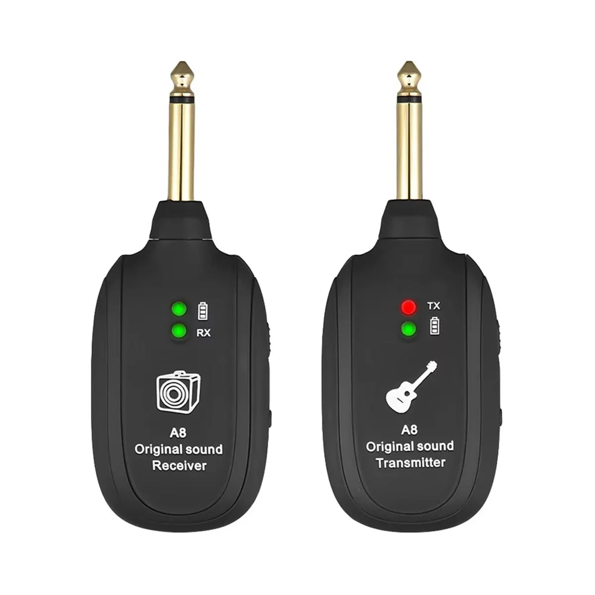 A8 Guitar Wireless System - Built-in Rechargeable Transmitter & Receiver for Electric Guitar/Bass