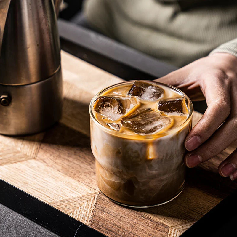 1PCS Creative Style Glass Coffee Smoothie Cup Heat-Resistant Drink Cup Transparent Glassware Whisky Beer Fruit Bubble Water