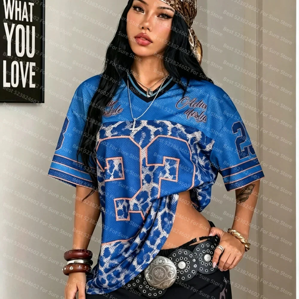 Mesh Colorblock Streetwear Graphic T-Shirt