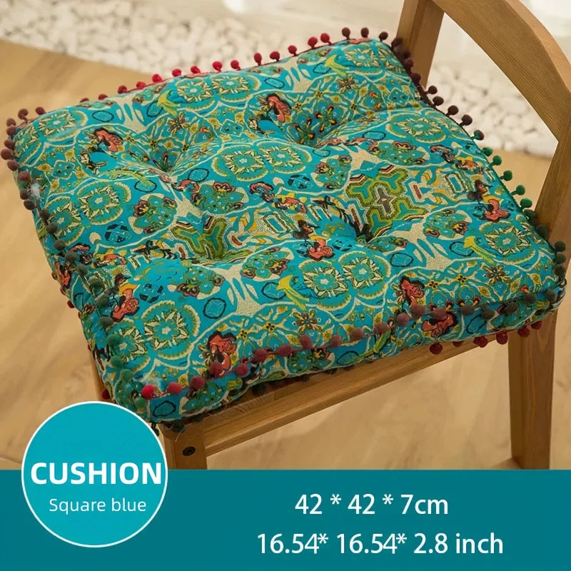 Bohemian Style Square Thickened Floor Pillow, Sofa Cushion - Versatile and Comfortable Seat Pad for Home Decor