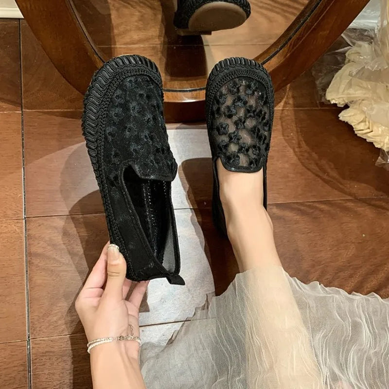 Fashion Summer  Breathable Shoes 2026 New in Light Casual Offer Flat Flowers Rhinestone Ladies Footwear