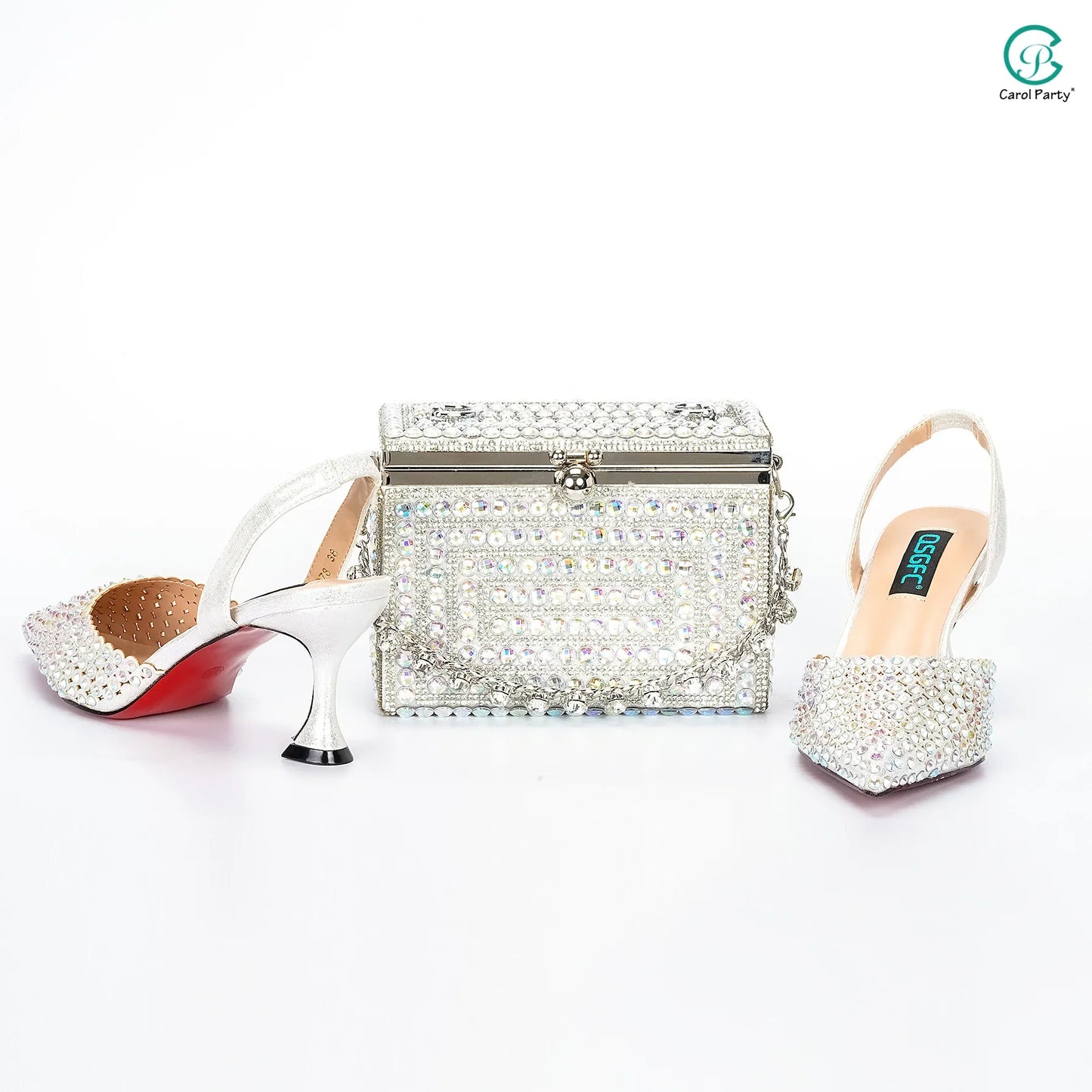 New Wine Red High Heels Shoes And Bag Dotted Crystal Wedding Party Spring, Summer, and Autumn Fashion Women's Noble Sandals