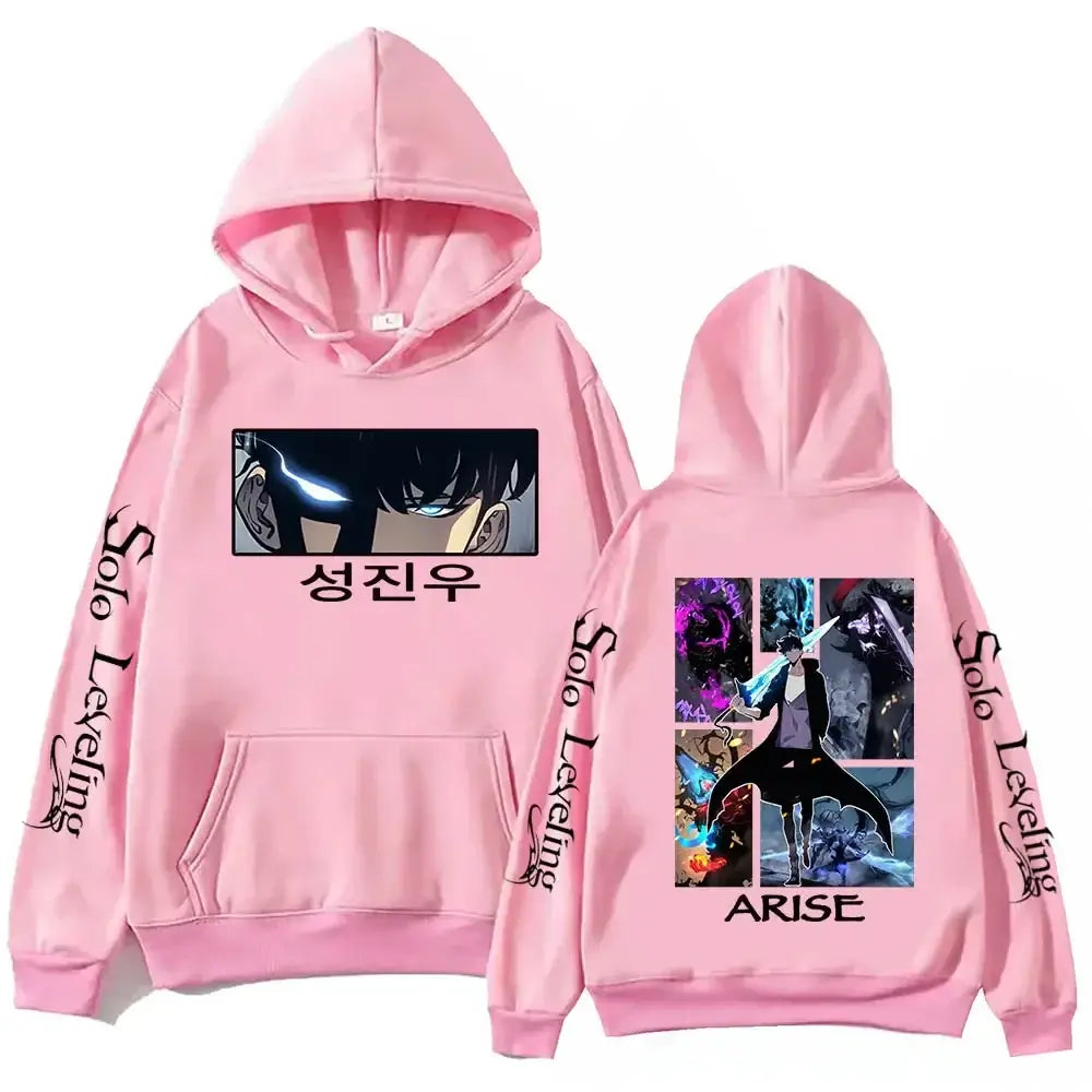 Sudadera con capucha de Solo Leveling, estampado de anime Harajuku