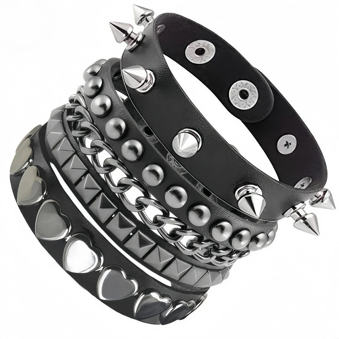 4pcs/set Gothic Punk Rock Square Rivet Bracelet Daily and Party Gothic