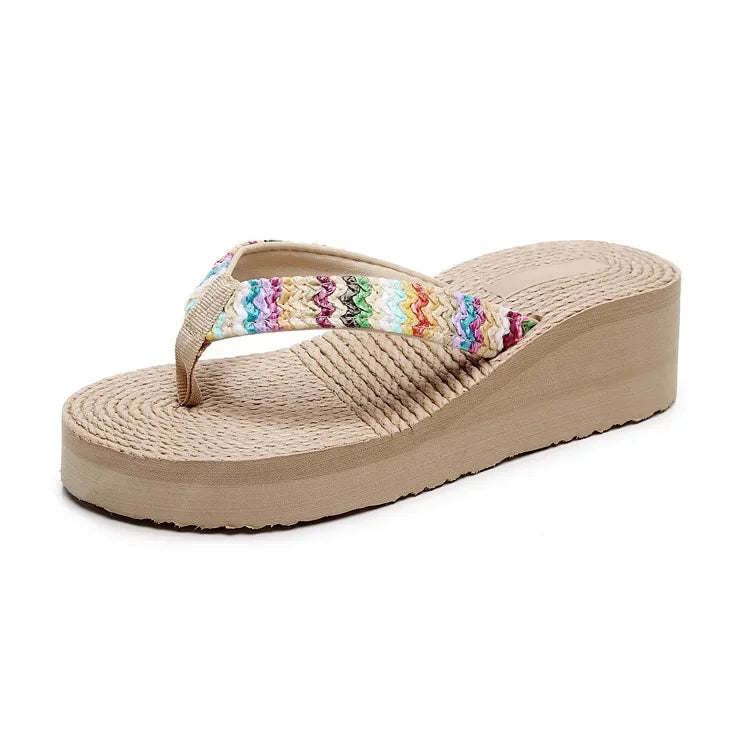 Women's Fashion Trend, Anti Slip, Wear-resistant, Comfortable Soft Bottom, Ethnic Style Flat Heel Flip Flops