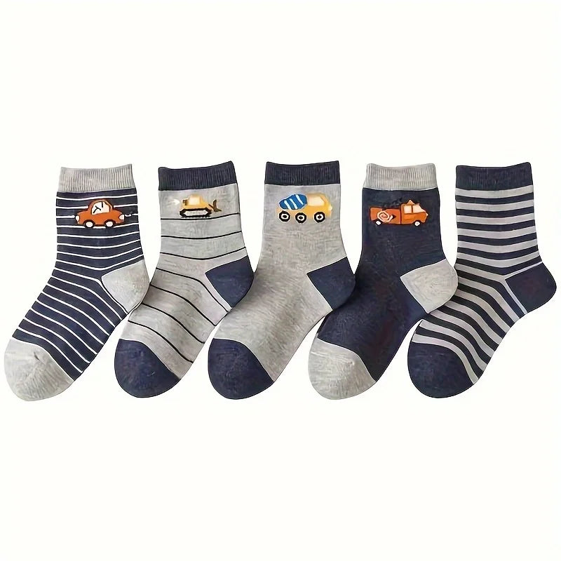 Kid's Cartoon Stripe Crew Socks