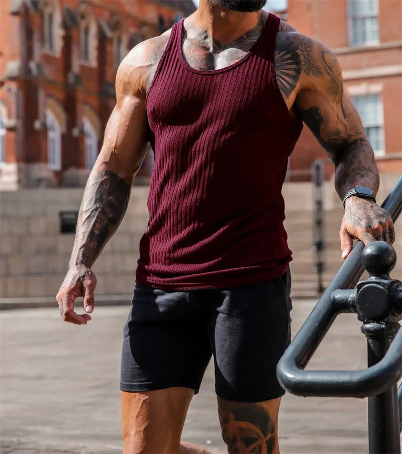 Camiseta de tirantes a rayas para gimnasio StriveFit para hombre - Verano de 2026