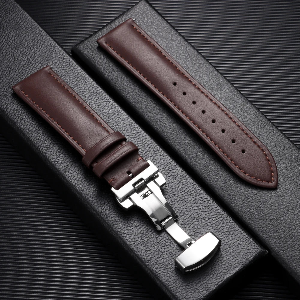 Amazfit Balance, GTR, GTS & Bip Leather Band with Butterfly Clasp