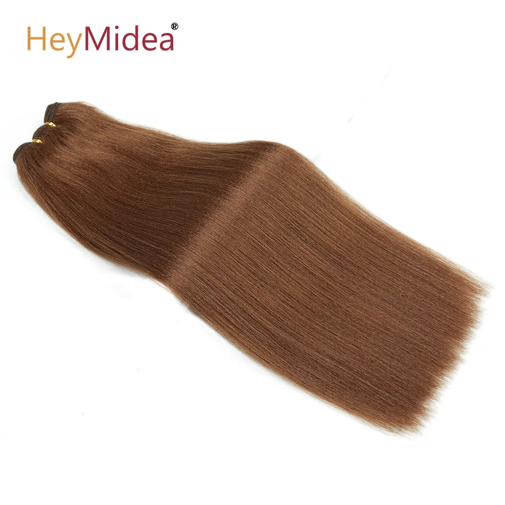 Extensiones de Pelo Liso de 18 Pulgadas, Extensiones de Pelo Sintético Yaki Liso de Salón, Tejido de Pelo Sintético de Lleno a Puntas