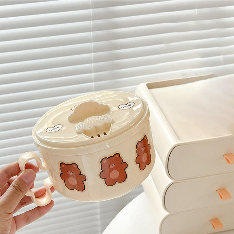 Tazón de Ramen de Osito de Peluche con Tapa