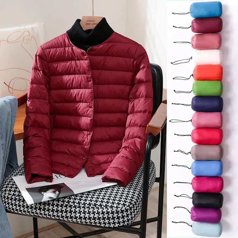 2026 New Arrivals Autumn Winter Warm Women White Duck Down Slim Jackets Female Fashion Ultra Lightweight Packable Puffer Coats