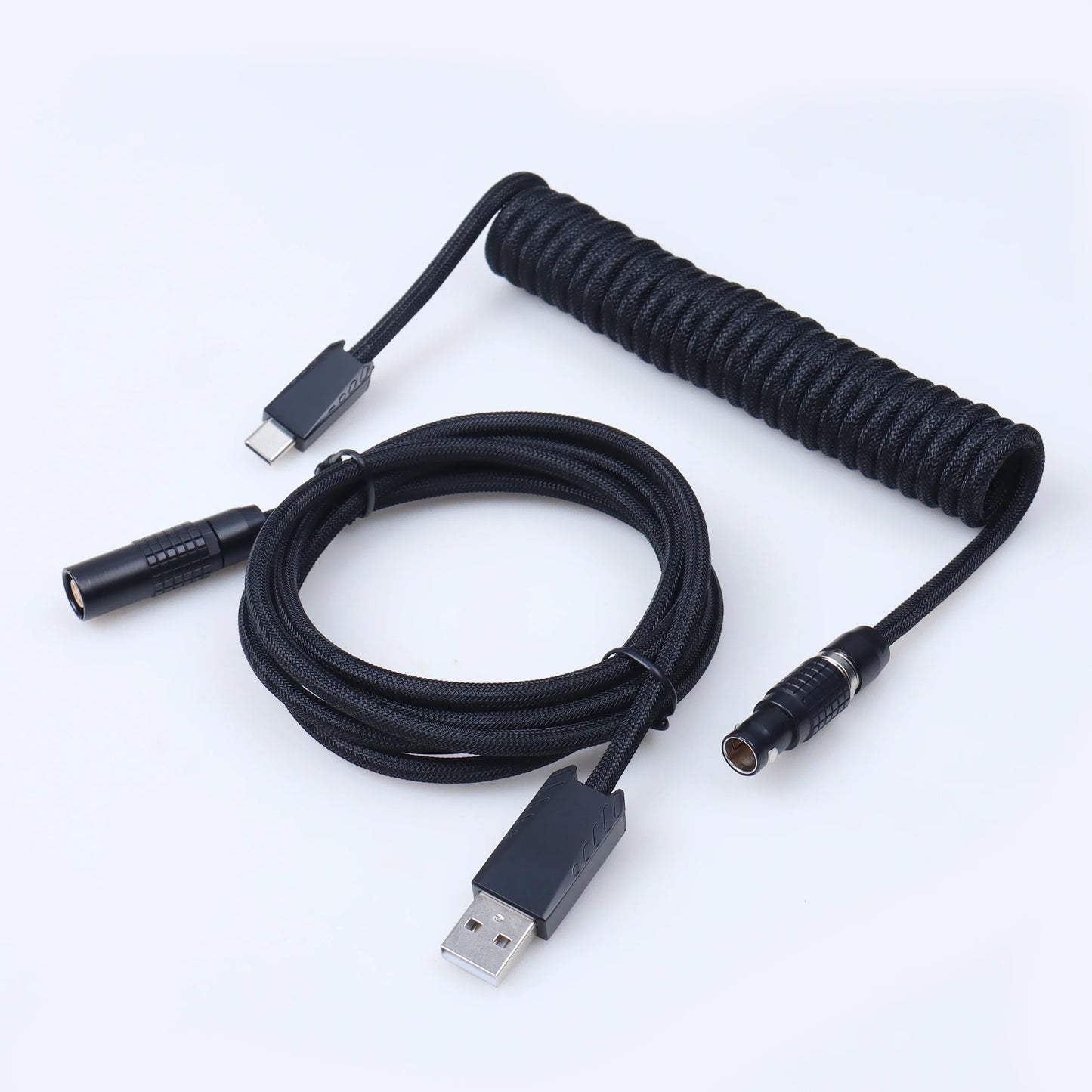 LANO Usb Keyboard Cable FGG Coiled Keyboard Usb Type C Cable Metal Aviator Connector Gaming 00B Usb Keyboard Cable