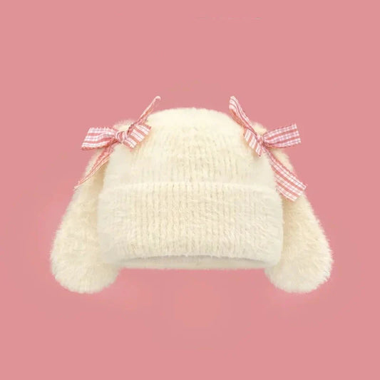 Gorro con orejas y lazo de conejo