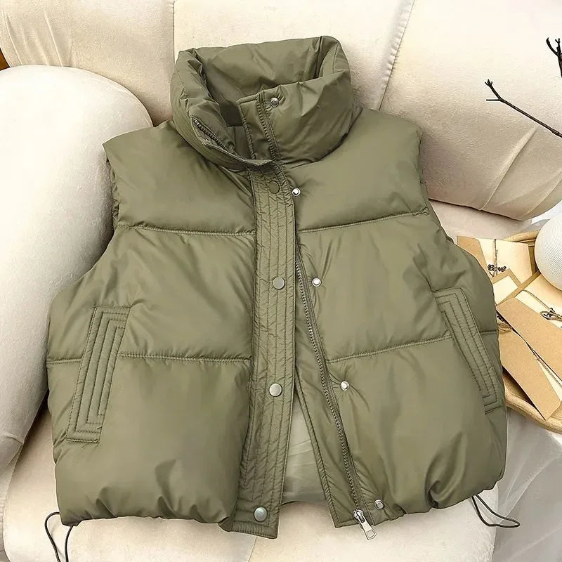 2026 New Women Winter Warm Waistcoat Ladies Sleeveless Stand Collar Coats Warm Outerwear Casual Lightweight Puffer Vest Jackets