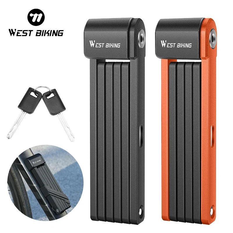 WEST BIKING Bicycle Lock Portable Foldable Anti-theft Lock MTB Road Security Scooter Electric E-Bike Cycling Bicycle Accessories