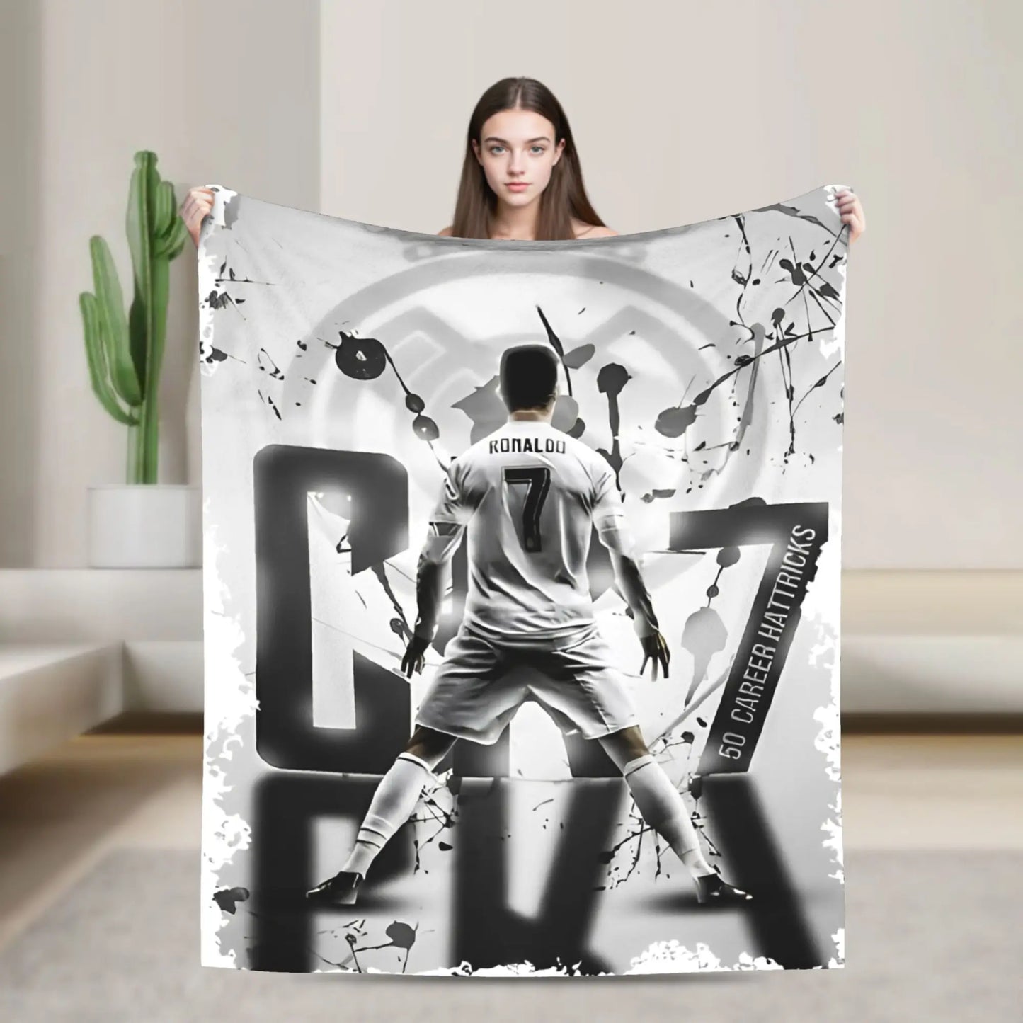 CR7  Football Soccer Blanket Ronaldos Flannel Funny Warm Throw Blanket for Bedding Lounge Decoration