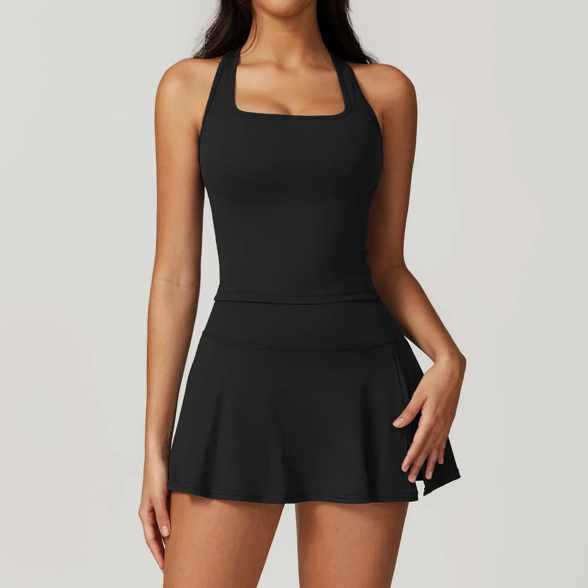 Anti Shine High Waisted Tennis Skirt and Yoga Pant Set