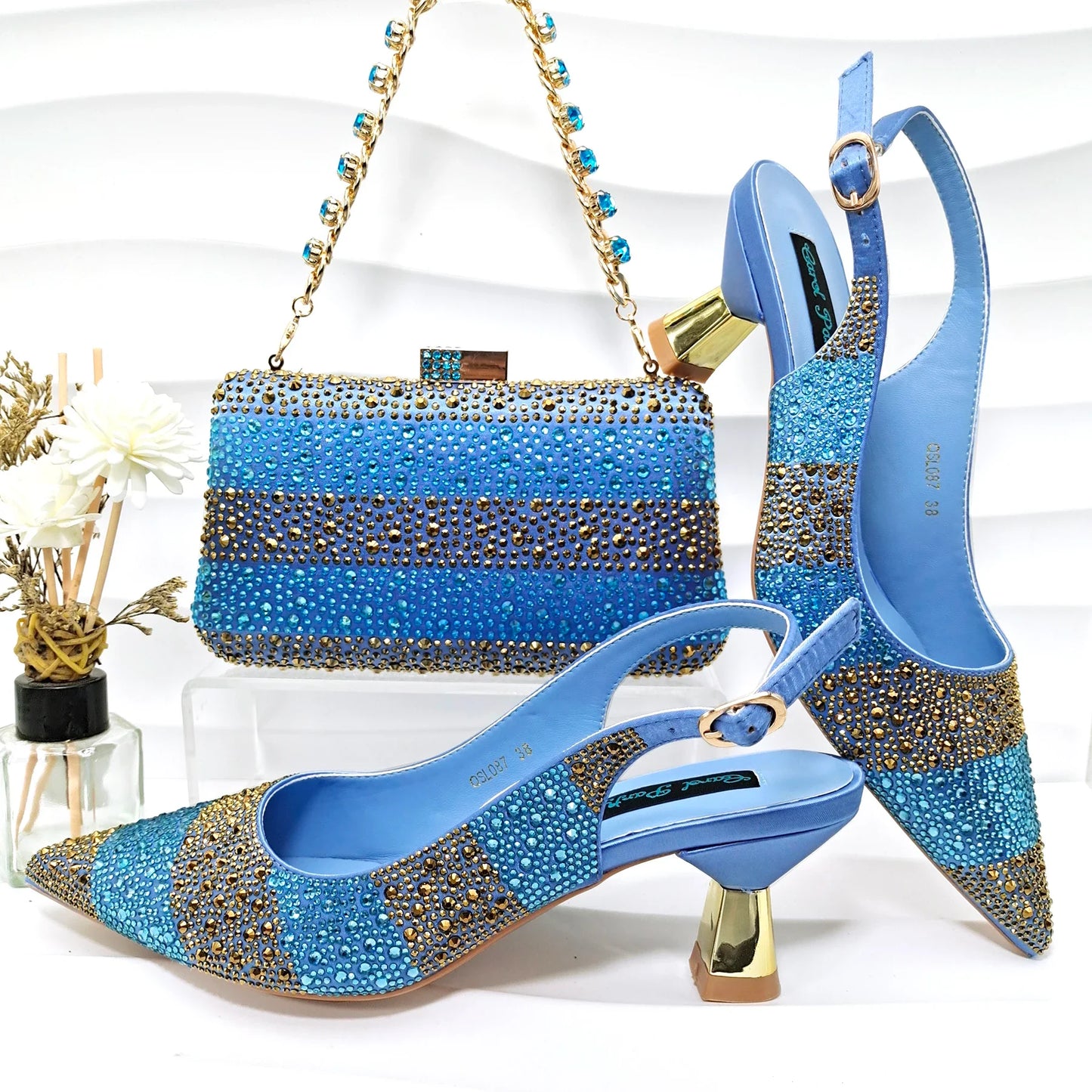 Conjunto de Zapatos y Bolsos para Mujer de Estilo Africano de Alta Calidad ED125