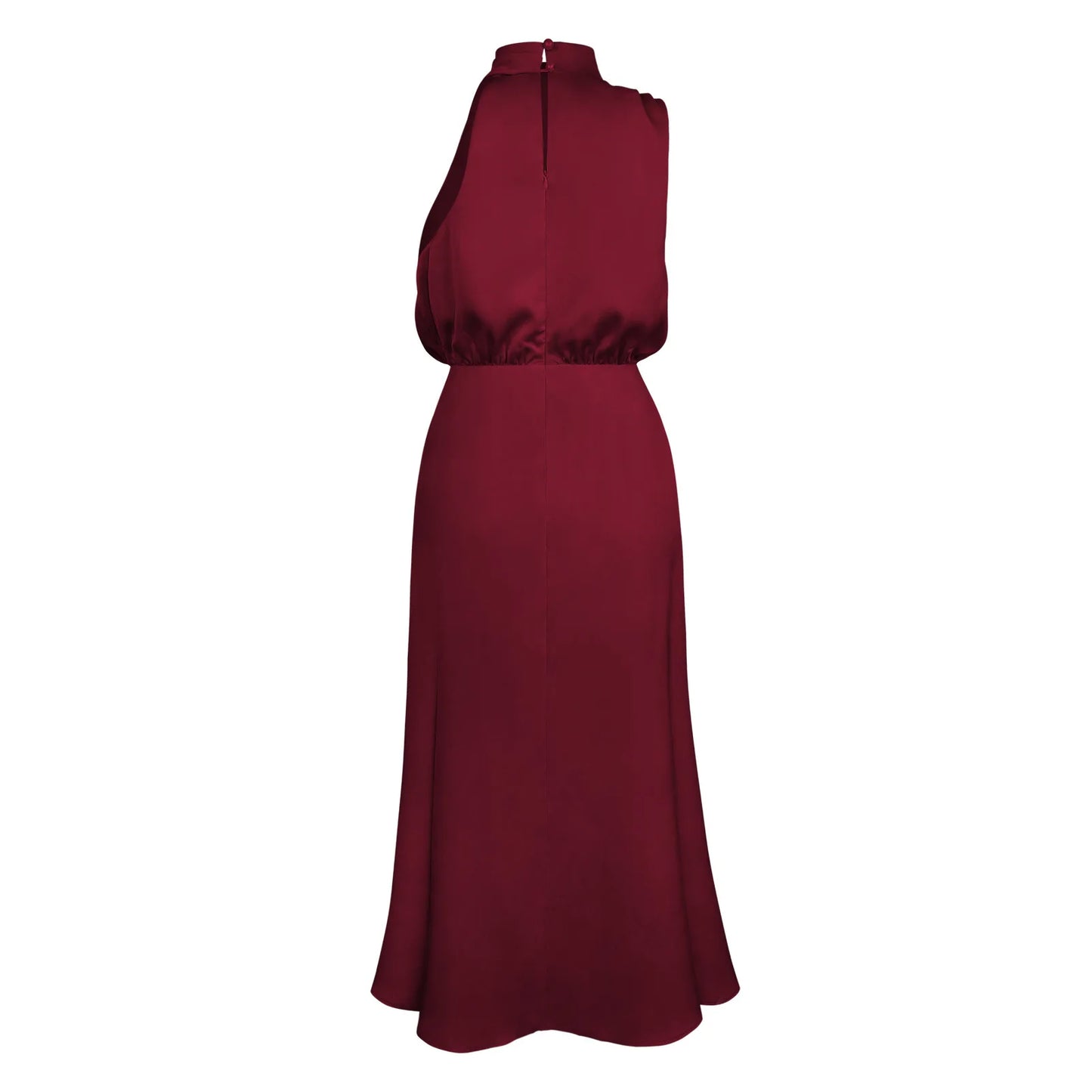 Foridol One Shoulder Turtleneck Tank Satin Women Party Dress Robe Zip Sleeveless Elegant Vintage Folds Women Clothing 2025