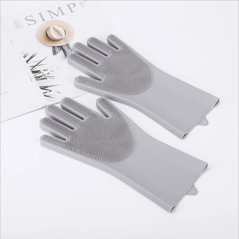 1 Pair Silicone Dishwashing Gloves Multifunctional Household Gloves