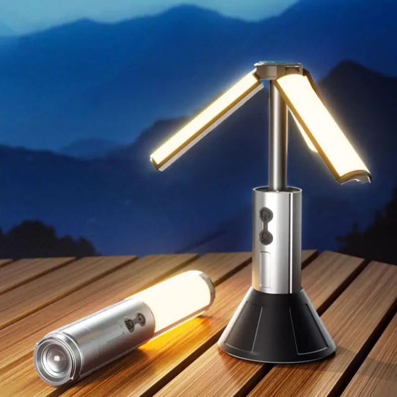 Outdoor Camping Ultra Long Endurance Triangle Stacked Light Telescopic Lighting Multifunctional Camping Site Atmosphere Lamp